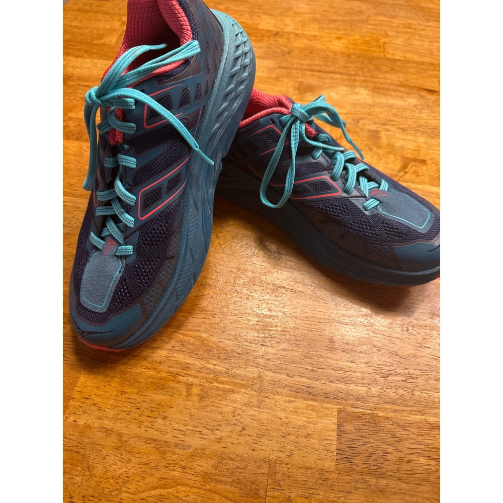Hoka One One Speedgoat 2 Trail Running Shoes Blue Pink Womens 6 Vibram Megagrip